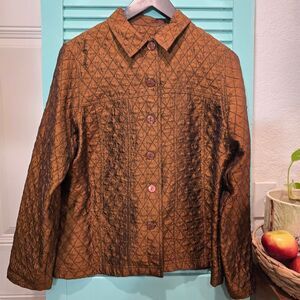 Brown Quilted Button-Up Jacket
